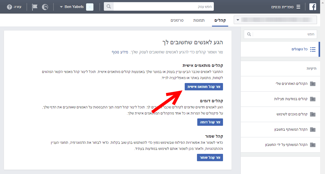 יצירת קהל מותאם אישית